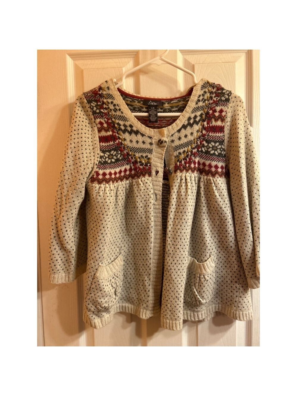 Women's Dex Cardigan Sweater Size L Cream Red